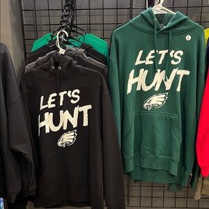 2 for 1 Philadelphia Eagles 'Let's Hunt' Hoodies - Green and Black XL